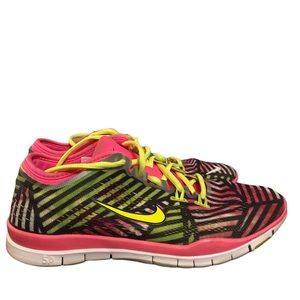 Nike Women's Free 5.0 TR Fit 4 PRT Pink/Volt/Black Running Shoes Sneakers Size 7